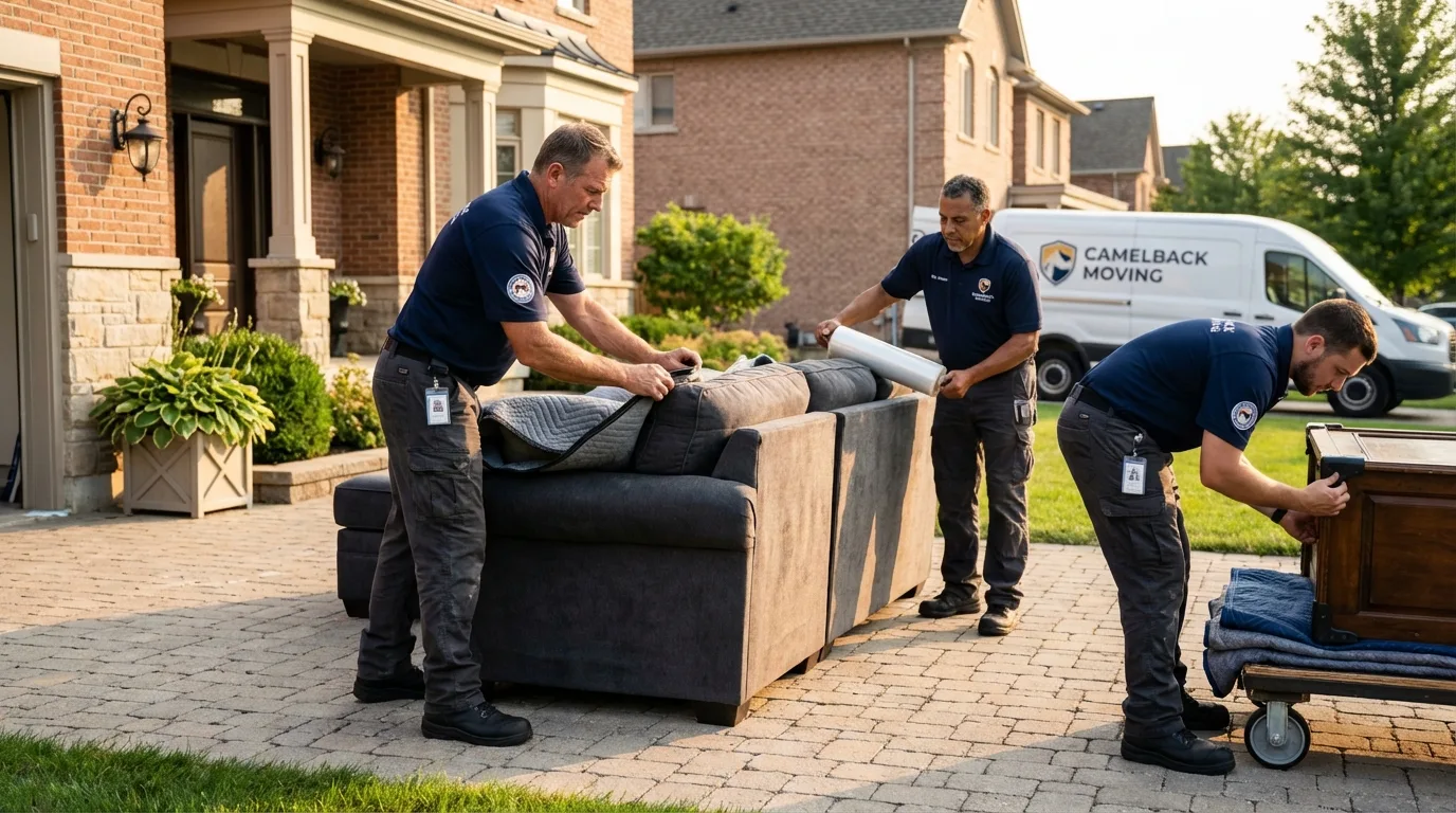 Large estate moving crew wrapping furniture in Ramsey, IL