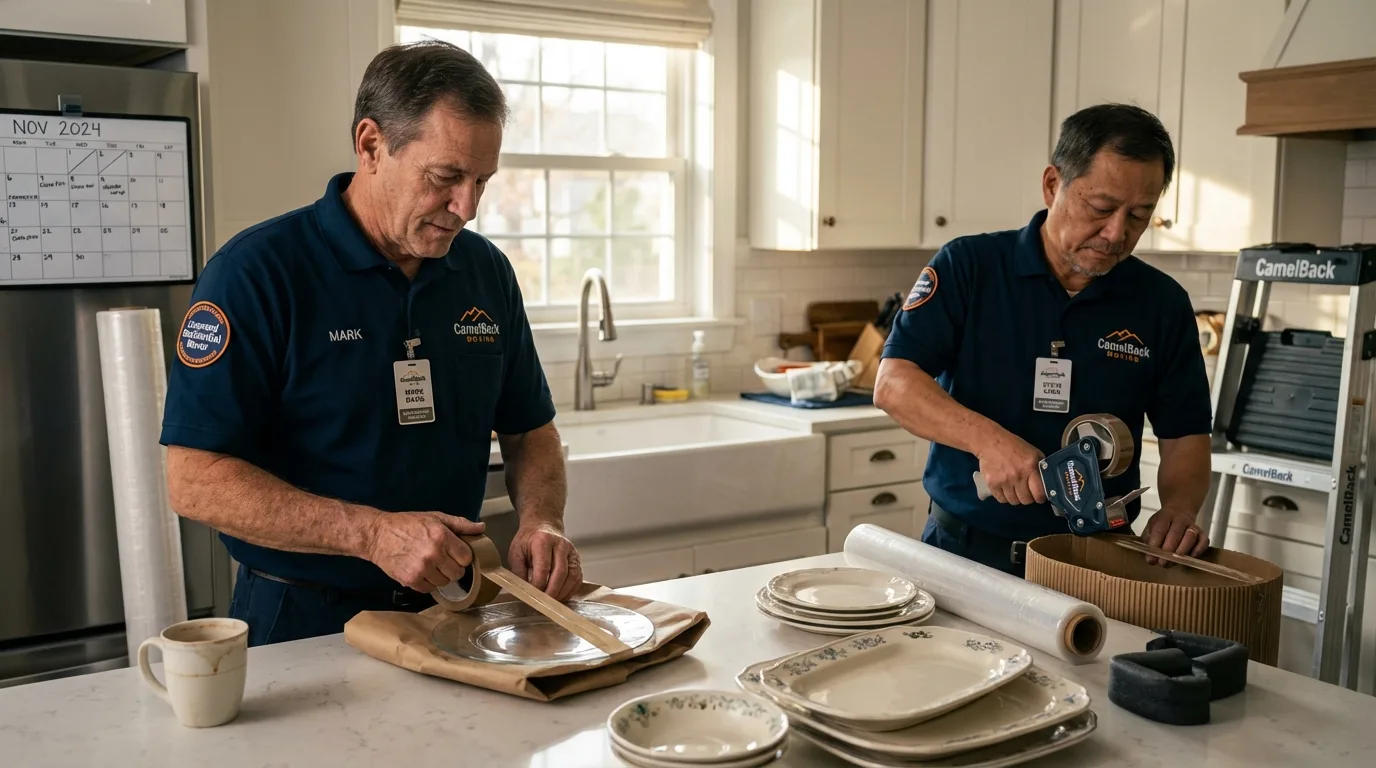Professional crew packing kitchen dishware in Ramsey, IL